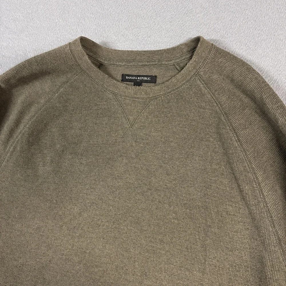 Banana Republic Sweatshirt Mens XL Green Crew Neck Pullover Stetch Cotton Preppy